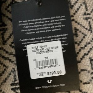 NWT Men’s True Religion Rocco Moto Jeans